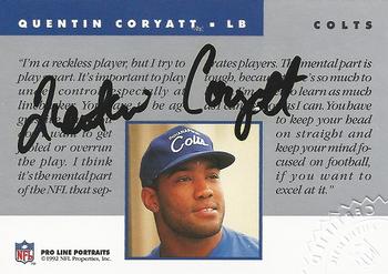 1992 Pro Line Portraits #NNO Quentin Coryatt Back