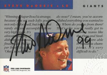 1992 Pro Line Portraits - Autographs #NNO Steve DeOssie Back