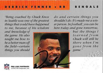 1992 Pro Line Portraits - Autographs #NNO Derrick Fenner Back