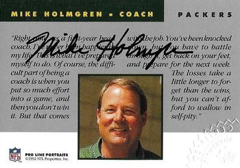 1992 Pro Line Portraits - Autographs #NNO Mike Holmgren Back