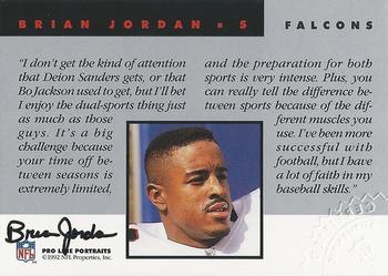 1992 Pro Line Portraits - Autographs #NNO Brian Jordan Back