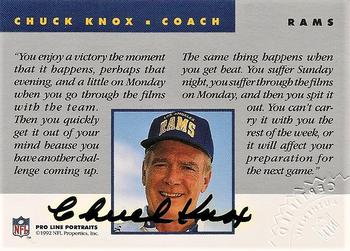 1992 Pro Line Portraits - Autographs #NNO Chuck Knox Back