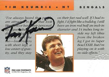 1992 Pro Line Portraits - Autographs #NNO Tim Krumrie Back
