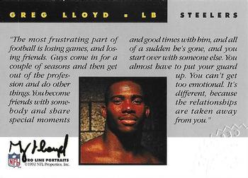 1992 Pro Line Portraits - Autographs #NNO Greg Lloyd Back