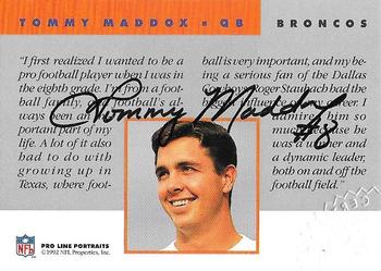 1992 Pro Line Portraits - Autographs #NNO Tommy Maddox Back
