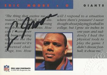 1992 Pro Line Portraits - Autographs #NNO Eric Moore Back