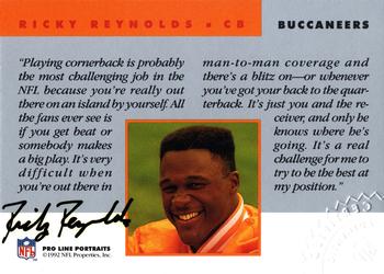 1992 Pro Line Portraits - Autographs #NNO Ricky Reynolds Back