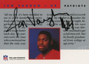 1992 Pro Line Portraits - Autographs #NNO Jon Vaughn Back