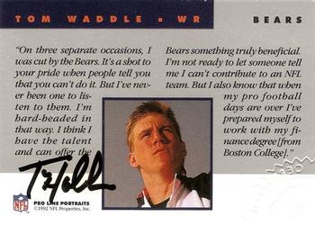 1992 Pro Line Portraits - Autographs #NNO Tom Waddle Back