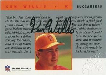1992 Pro Line Portraits - Autographs #NNO Ken Willis Back