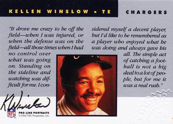1992 Pro Line Portraits - Autographs #NNO Kellen Winslow Back
