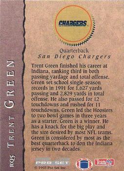 1993 Pro Set - Rookie Quarterbacks #RQ5 Trent Green Back
