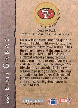1993 Pro Set - Rookie Quarterbacks #RQ6 Elvis Grbac Back