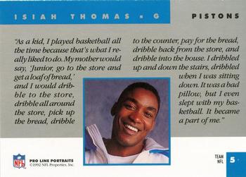 1992 Pro Line Portraits - Team NFL #5 Isiah Thomas Back