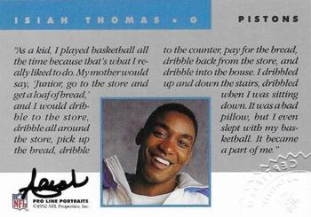 1992 Pro Line Portraits - Team NFL Autographs #5 Isiah Thomas Back