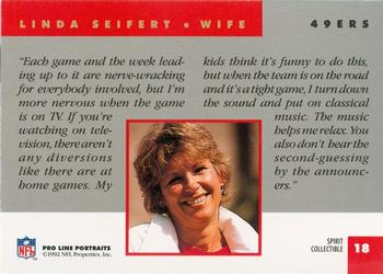 1992 Pro Line Portraits - Wives #18 Linda Seifert Back