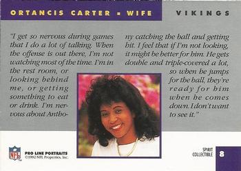 1992 Pro Line Portraits - Wives #8 Ortancis Carter Back