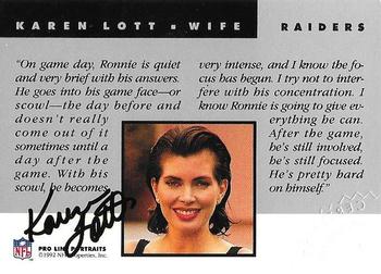 1992 Pro Line Portraits - Wives Autographs #NNO Karen Lott Back