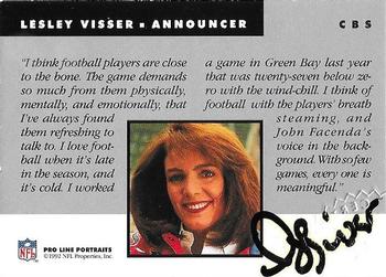1992 Pro Line Portraits - Wives Autographs #NNO Lesley Visser Back