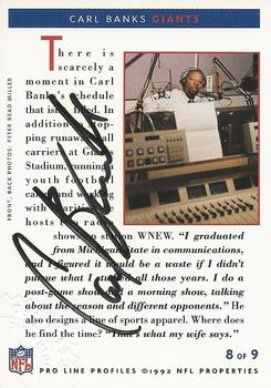1992 Pro Line Profiles - Autographs #NNO Carl Banks Back