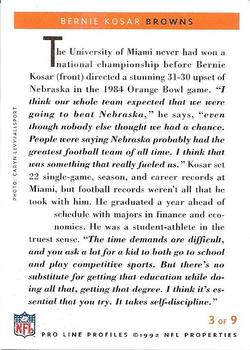 1992 Pro Line Profiles - Autographs #NNO Bernie Kosar Back