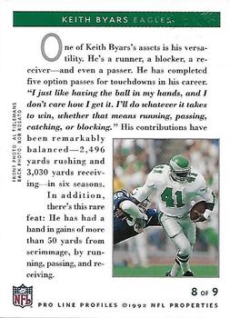 1992 Pro Line Profiles - Autographs #NNO Keith Byars Back
