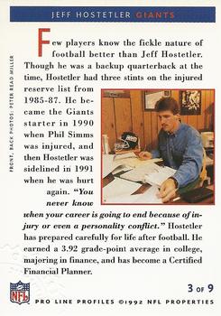 1992 Pro Line Profiles - Autographs #NNO Jeff Hostetler Back
