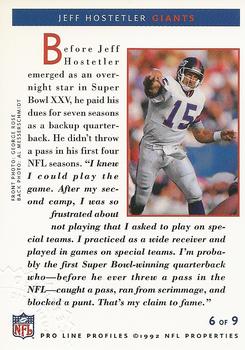 1992 Pro Line Profiles - Autographs #NNO Jeff Hostetler Back