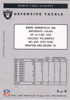 1992 Pro Line Profiles - Autographs #NNO Howie Long Back