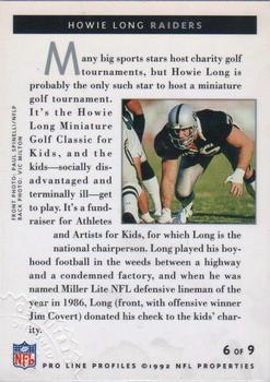 1992 Pro Line Profiles - Autographs #NNO Howie Long Back