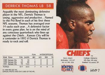 1992 Pro Set - Gold MVPs #MVP7 Derrick Thomas Back