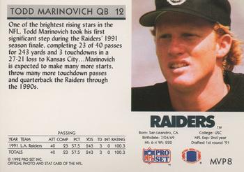 1992 Pro Set - Gold MVPs #MVP8 Todd Marinovich Back