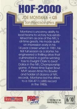 1992 Pro Set - HOF 2000 #6 Joe Montana Back