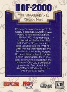 1992 Pro Set - HOF 2000 #9 Mike Singletary Back