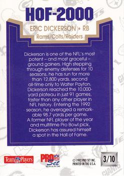 1992 Pro Set - HOF 2000 #3 Eric Dickerson Back