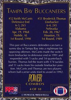 1992 Pro Set Power - Combos #4 Broderick Thomas / Keith McCants Back