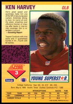 1992 Score - Young Superstars #3 Ken Harvey Back