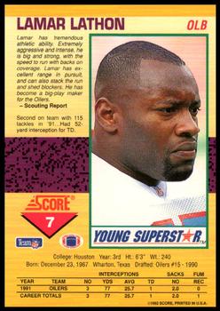 1992 Score - Young Superstars #7 Lamar Lathon Back