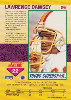 1992 Score - Young Superstars #22 Lawrence Dawsey Back