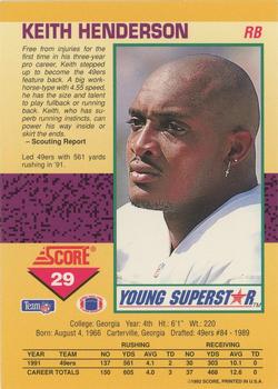 1992 Score - Young Superstars #29 Keith Henderson Back