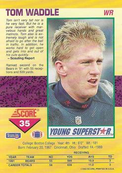 1992 Score - Young Superstars #35 Tom Waddle Back