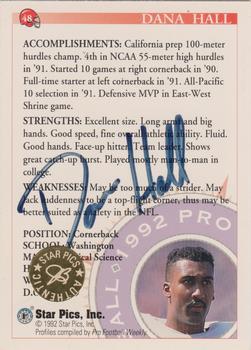 1992 Star Pics - Autographs #48 Dana Hall Back