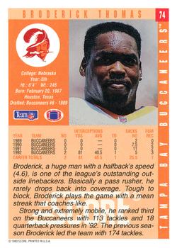 1993 Score #74 Broderick Thomas Back