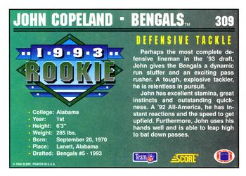 1993 Score #309 John Copeland Back