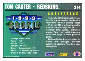 1993 Score #314 Tom Carter Back