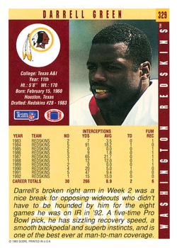 1993 Score #329 Darrell Green Back
