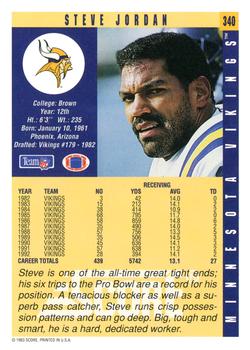 1993 Score #340 Steve Jordan Back