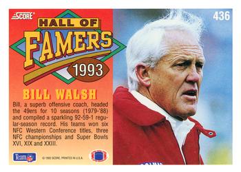 1993 Score #436 Bill Walsh Back
