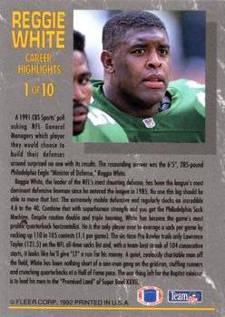 1992 Ultra - Reggie White: Career Highlights #1 Reggie White Back