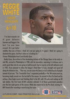 1992 Ultra - Reggie White: Career Highlights #6 Reggie White Back